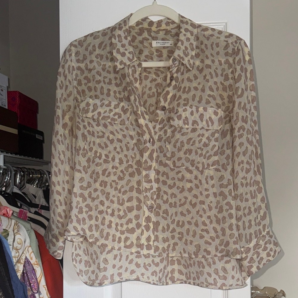 Equipment Beige Animal Print Blouse